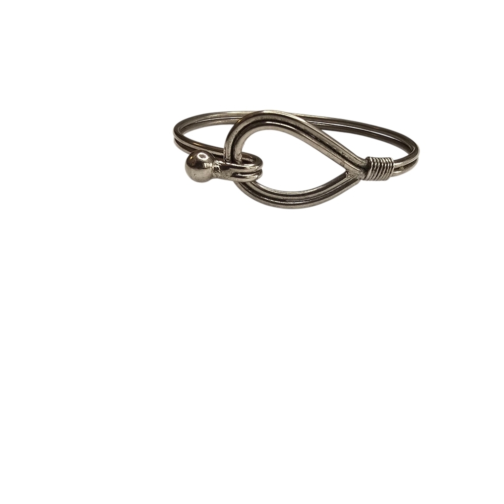 Vintage Silver Tone Loop & Hook Bangle Bracelet